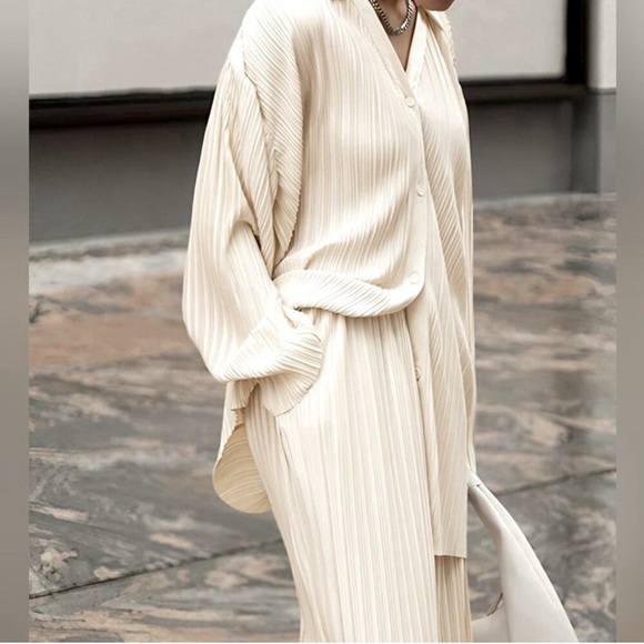 NWT Oversized Leisure Pleat Pockets Two Piece Pants Set XS - Picture 3 of 3
